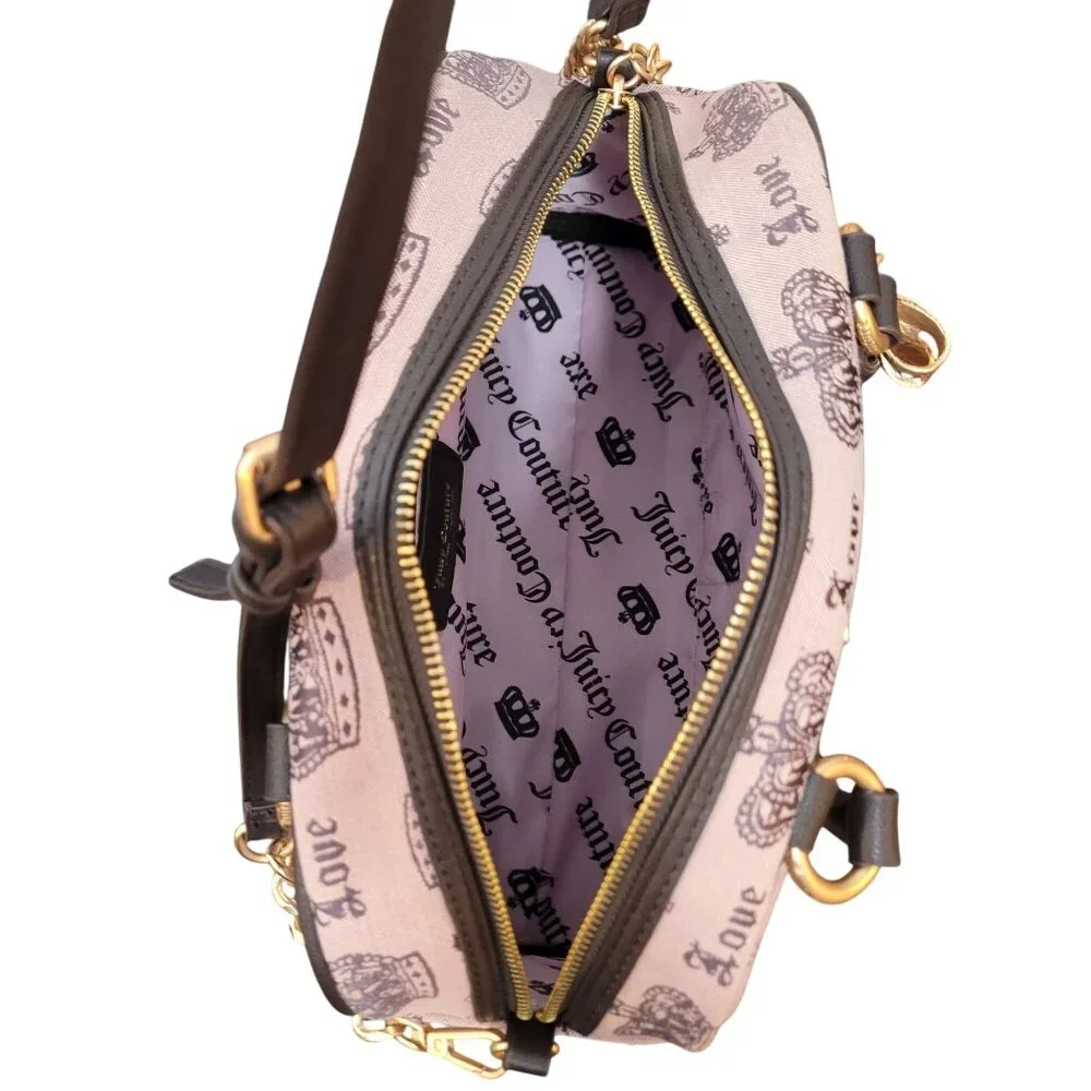 Juicy Couture Light Pink & Brown Trim Crossbody Satchel Bag - Picture 11 of 16